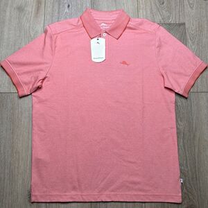 NEW TOMMY BAHAMA MEN'S SHORT SLEEVE 2 BUTTON POLO SHIRT DARK‎ CORAL